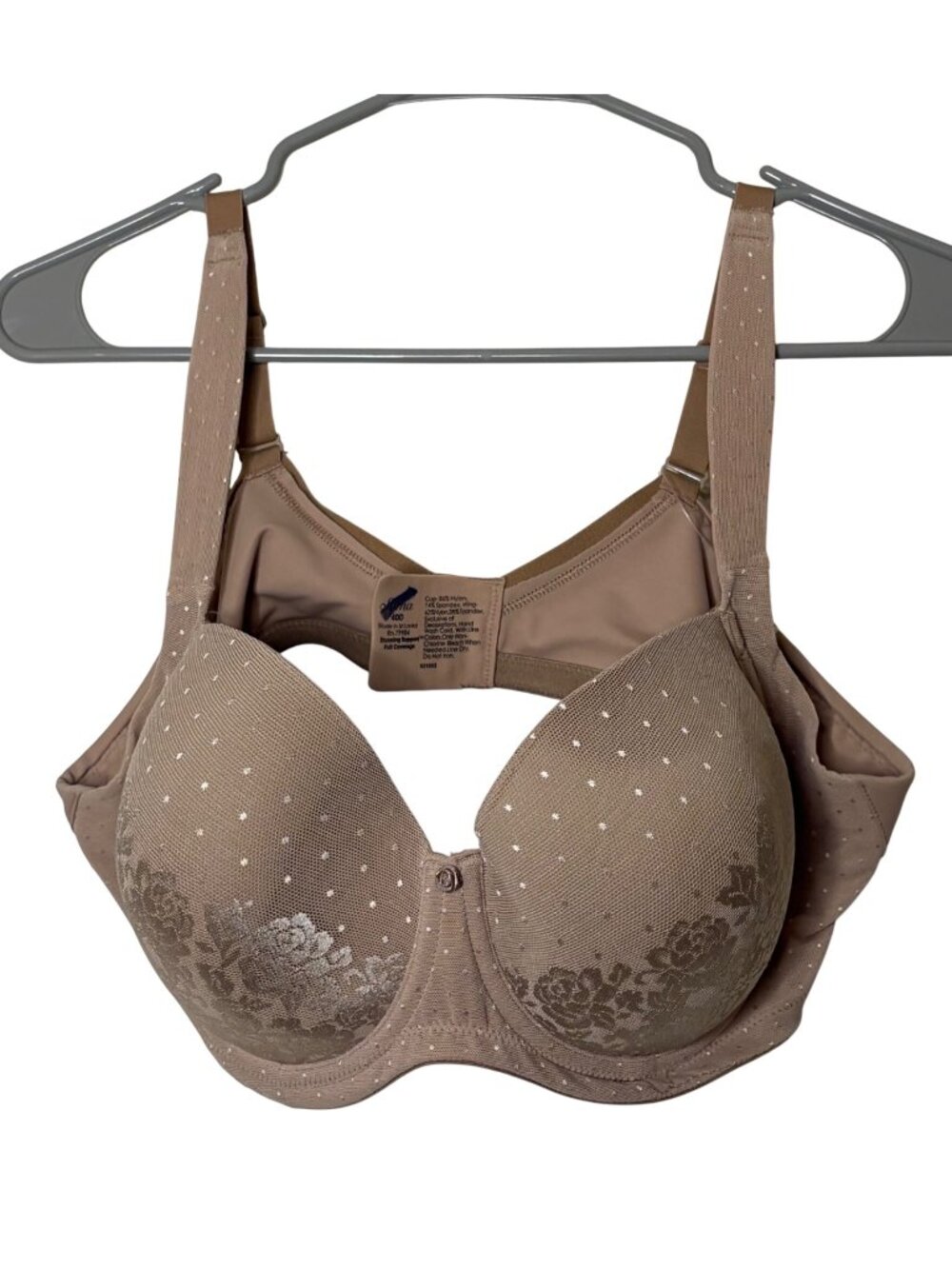 Soma Stunning Support Bra 40D Nude Floral Mesh Full Coverage Underwire Polka Dot